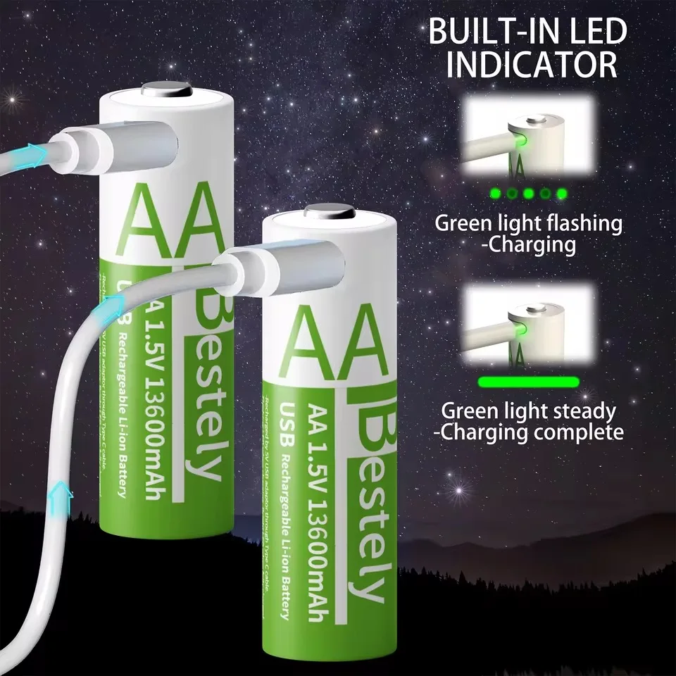 1,5 V Aa Lithium-Batterie 13.600 Mah – Wiederaufladbar Mit Usb-C, Li-Ionen-Akku Mit Bis Zu 2000 Ladezyklen 1,5 V Aa Lithium-Batterie 13.600 Mah – Wiederaufladbar Mit Usb-C, Li-Ionen-Akku Mit Bis Zu 2000 Ladezyklen - Image 2
