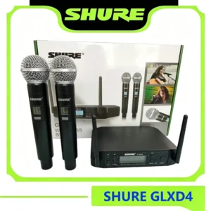 Shure GLXD4 Drahtloses Mikrofonsystem mit 2 SM58 – Digitaler UHF-Empfänger für Bühne, Gesang und Karaoke