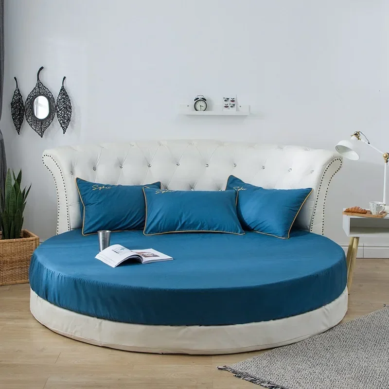 100% Cotton Round Bed Sheet Set Elastic Band Soft Skin Friendly Fitted Sheets Set Elastic Band Bedsheet 3/1 Pcs Mattress Cover 100% Cotton Round Bed Sheet Set Elastic Band Soft Skin Friendly Fitted Sheets Set Elastic Band Bedsheet 3/1 Pcs Mattress Cover - Image 27