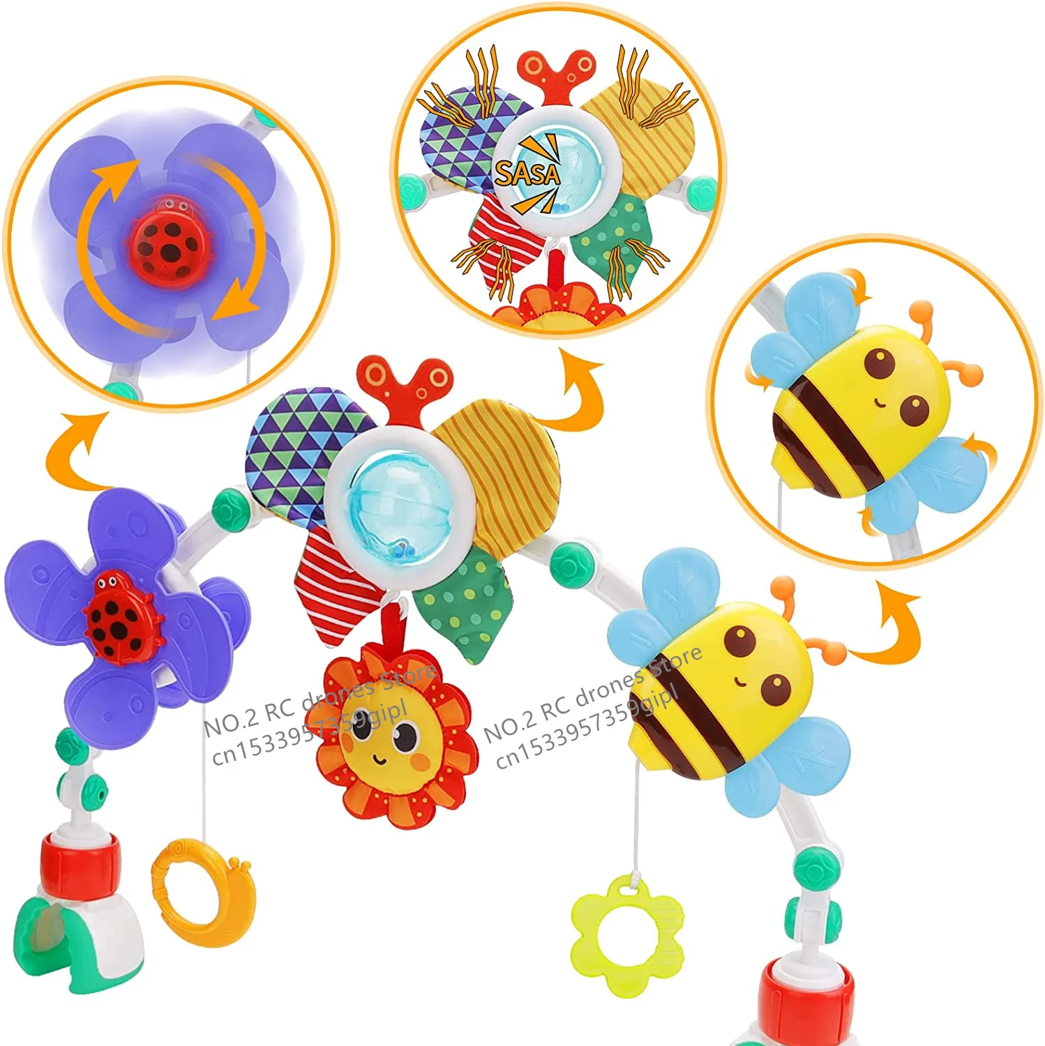 Krippe Hängende Glocke Kinderwagen Bogen Clip Faltbare Sonnenblume Baby Interaktive Regenbogen Spielzeug Infant Greifen Übung Für Sohn Tochter Geschenk Krippe Hängende Glocke Kinderwagen Bogen Clip Faltbare Sonnenblume Baby Interaktive Regenbogen Spielzeug Infant Greifen Übung Für Sohn Tochter Geschenk - Image 6