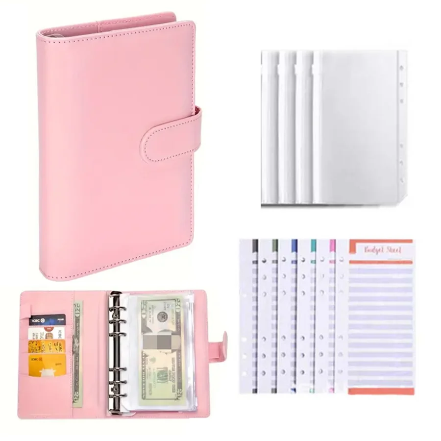 Pu-Leder-Budgetordner Mit Geldumschlägen, Taschen, Reißverschluss, Kleiner Französischer Budgetbeutel-Ordner Zum Geldsparen, A6-Planer-Organizer Pu-Leder-Budgetordner Mit Geldumschlägen, Taschen, Reißverschluss, Kleiner Französischer Budgetbeutel-Ordner Zum Geldsparen, A6-Planer-Organizer