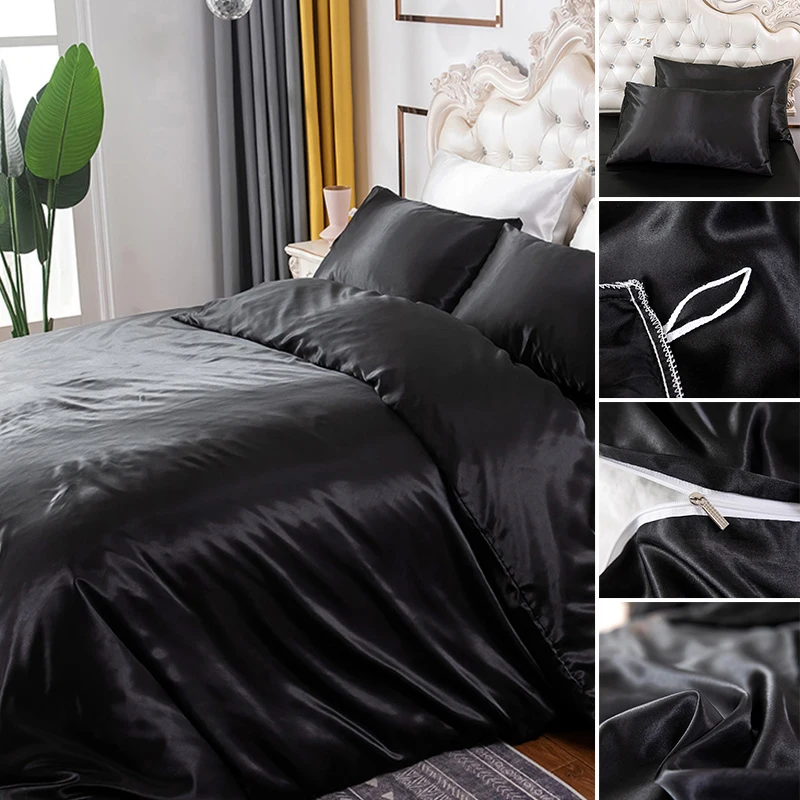 Bedding Duvet Cover Set Soft Silky Textured Comforter Cover With Corner Ties And Zipper Closure, Envelop Pillowcase Bedding Duvet Cover Set Soft Silky Textured Comforter Cover With Corner Ties And Zipper Closure, Envelop Pillowcase - Image 6