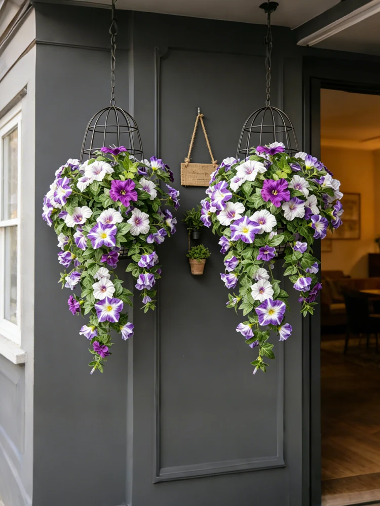 40-48Cm Künstliche Blumenranken, Künstliche Petunienblüten, Seiden-Begonienblätter, Hängepflanze Für Die Heimdekoration 40-48Cm Künstliche Blumenranken, Künstliche Petunienblüten, Seiden-Begonienblätter, Hängepflanze Für Die Heimdekoration - Image 2
