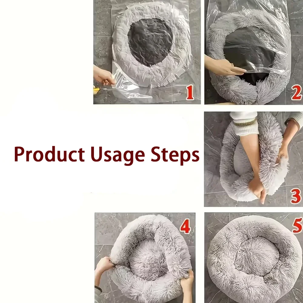 Soft Pet Cat Bed Pad Plush Warm Faux Fur Dog Calm Bed Donut Round Bed Comfortable Sleeping Washable For Small Medium Dog And Cat Soft Pet Cat Bed Pad Plush Warm Faux Fur Dog Calm Bed Donut Round Bed Comfortable Sleeping Washable For Small Medium Dog And Cat - Image 5