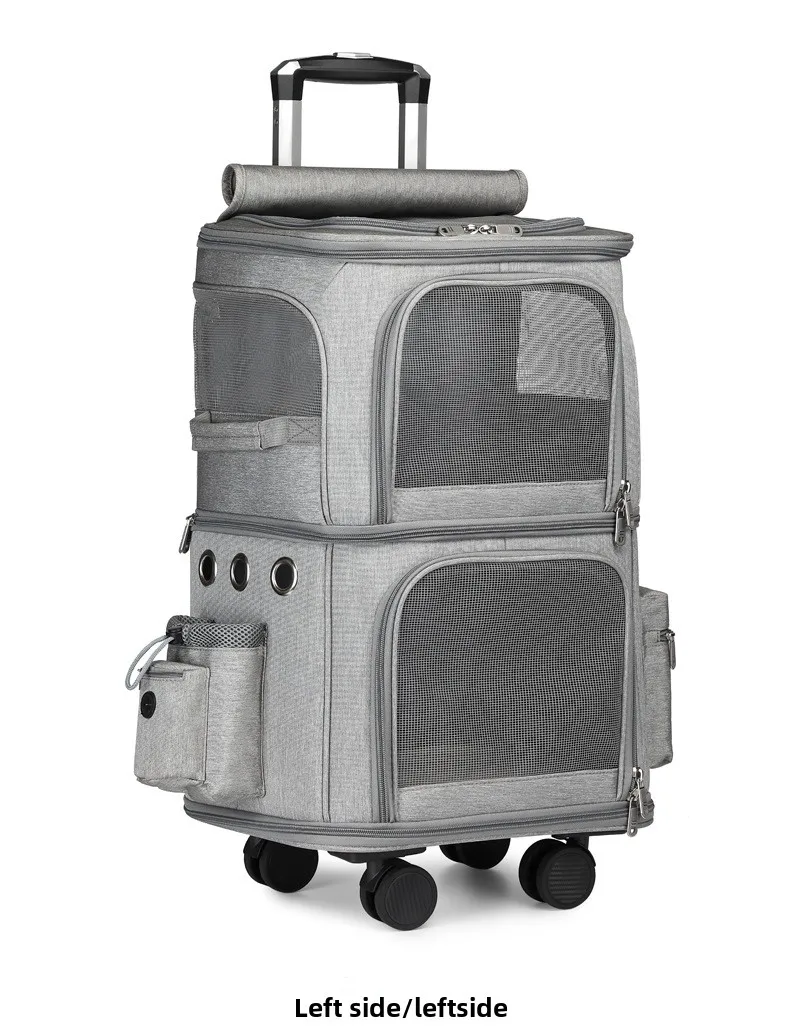 2-In-1 Rolling Pet Carrier Double Compartment Foldable Cat Stroller Large Breathable Travel Carrier For 2 Cats, Airline Approved 2-In-1 Rolling Pet Carrier Double Compartment Foldable Cat Stroller Large Breathable Travel Carrier For 2 Cats, Airline Approved - Image 24