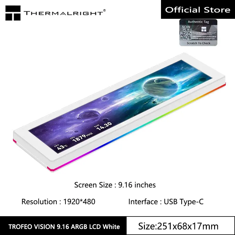 Thermalright Trofeo Vision Lcd-Display 9,16 Zoll – Ips-Vollfarbbildschirm Mit 1920 × 480 Auflösung, Magnetbefestigung &Amp; Usb-C Thermalright Trofeo Vision Lcd-Display 9,16 Zoll – Ips-Vollfarbbildschirm Mit 1920 × 480 Auflösung, Magnetbefestigung &Amp; Usb-C - Image 8