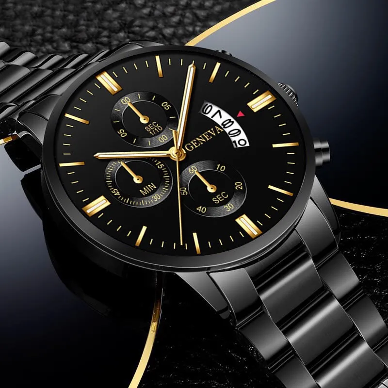 Luxuriöse Edelstahl-Herrenuhr Mit Kalender, Quarzwerk, Modische Business-Uhr Für Männer, Armbanduhr, Reloj Hombre Luxuriöse Edelstahl-Herrenuhr Mit Kalender, Quarzwerk, Modische Business-Uhr Für Männer, Armbanduhr, Reloj Hombre - Image 3