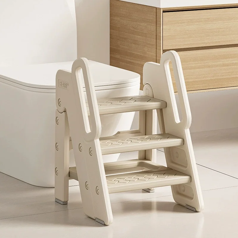 3-Step Bathroom Stool Children'S Step Stool Kids Foldable Stool With Handles Anti-Slip For Kids Toddler Non-Slip Ladder 3-Step Bathroom Stool Children'S Step Stool Kids Foldable Stool With Handles Anti-Slip For Kids Toddler Non-Slip Ladder - Image 2