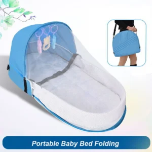 Babybett, praktisches, zusammenklappbares Anti-Crush-Mittelbett mit Moskitonetz, bequeme Matratze, Reisebett für Neugeborene, Camping