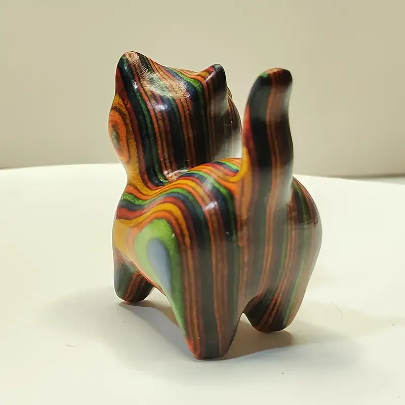 1 Painted Wooden Kitten Creative Wooden Sculpture Small Cat Home Festival Entrance Decoration Small Statue Ornaments 1 Painted Wooden Kitten Creative Wooden Sculpture Small Cat Home Festival Entrance Decoration Small Statue Ornaments - Image 3