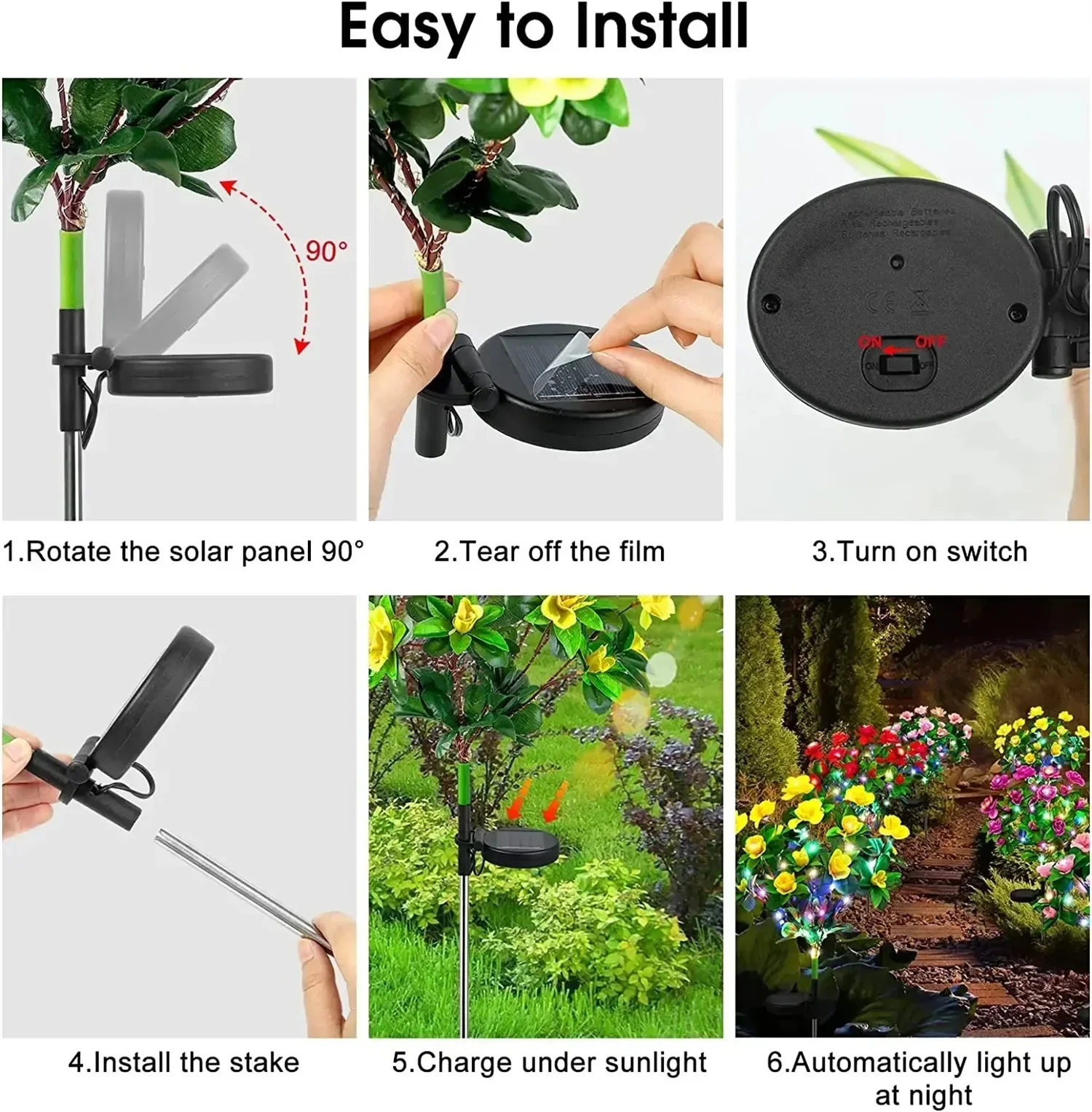 Led-Solarleuchte, Wasserdicht, Azalea-Solarblumen-Lampe, Für Den Außenbereich, Dekorativ Für Garten, Hof, Rasen, Weg, Beleuchtung, Urlaub, Hochzeit, Dekoration Led-Solarleuchte, Wasserdicht, Azalea-Solarblumen-Lampe, Für Den Außenbereich, Dekorativ Für Garten, Hof, Rasen, Weg, Beleuchtung, Urlaub, Hochzeit, Dekoration - Image 5