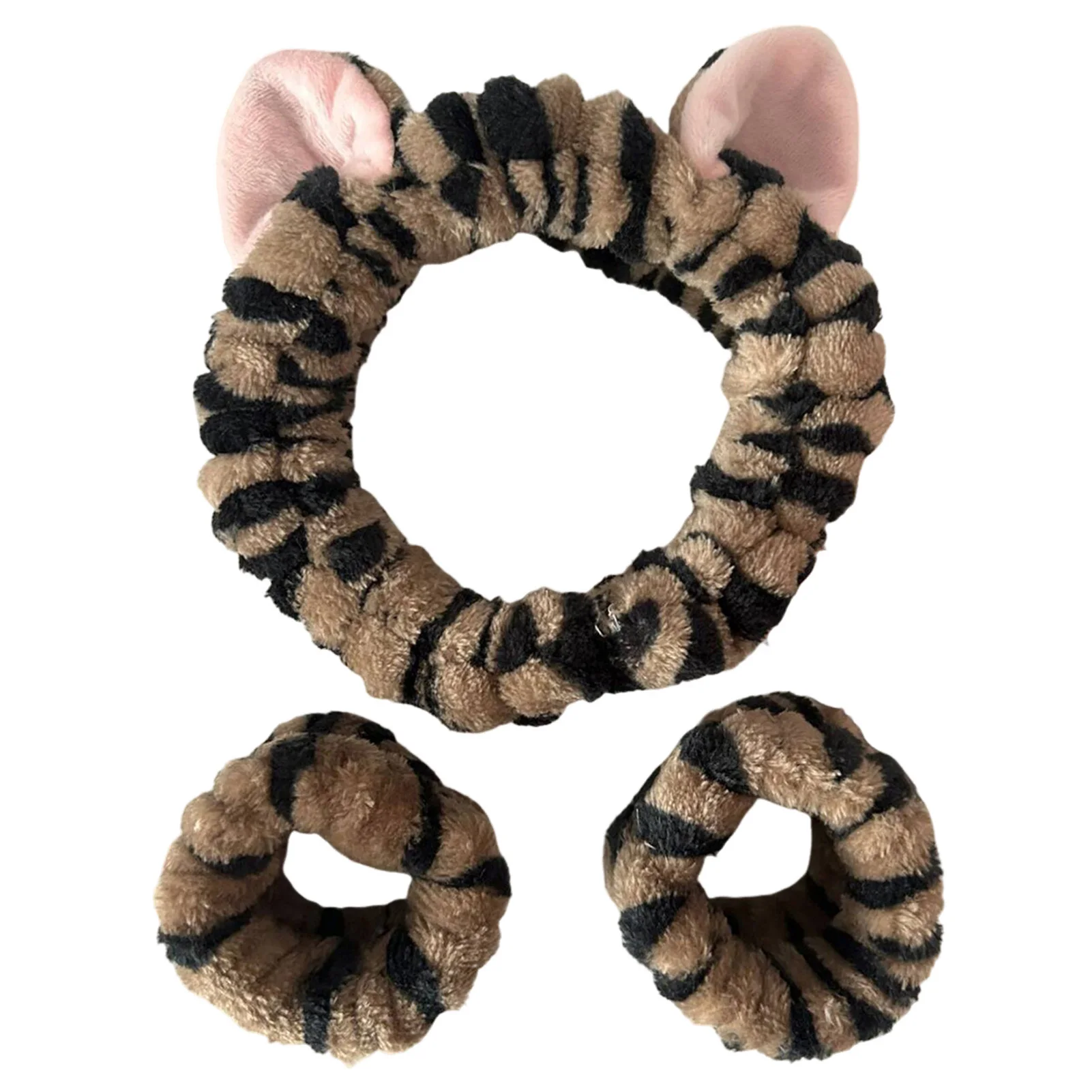 Niedliches Haarband mit Katzenohren und Armbändern, Plüsch-Stirnband zum Waschen des Gesichts, geeignet für Frauen und Männer, lässige Kopfbedeckung für zu Hause – Bild 11