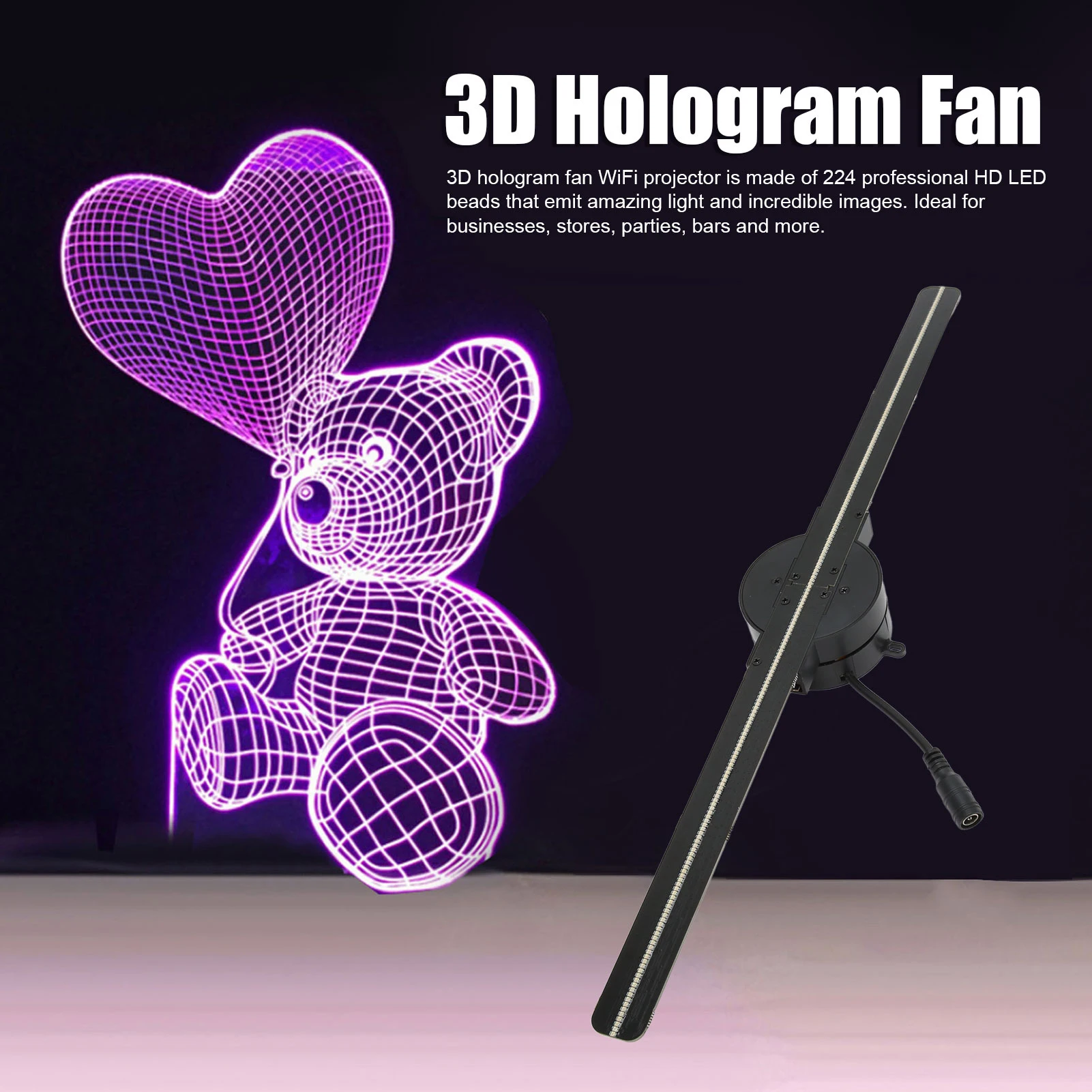 3D-Hologramm-Lüfter 16,5 Zoll Mit Wlan – 2000 × 224 Led-Lichtperlen Für Werbung, Geschäft, Laden &Amp; Schaufenster 3D-Hologramm-Lüfter 16,5 Zoll Mit Wlan – 2000 × 224 Led-Lichtperlen Für Werbung, Geschäft, Laden &Amp; Schaufenster - Image 6