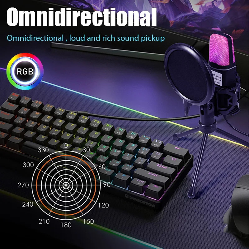 Usb-Gaming-Mikrofon Mit Rgb-Beleuchtung – Kabelgebundenes Kondensatormikrofon Für Podcast, Studio, Streaming, Laptop &Amp; Pc Usb-Gaming-Mikrofon Mit Rgb-Beleuchtung – Kabelgebundenes Kondensatormikrofon Für Podcast, Studio, Streaming, Laptop &Amp; Pc - Image 6