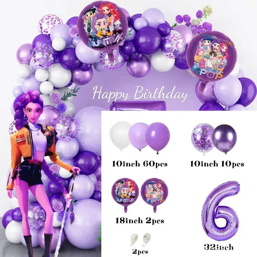 K-Pop Geburtstagsparty-Dekorationen, Lila-Rosa Ballongirlanden-Set Mit Folienballons &Amp; Happy Birthday Hintergrund Für Partys K-Pop Geburtstagsparty-Dekorationen, Lila-Rosa Ballongirlanden-Set Mit Folienballons &Amp; Happy Birthday Hintergrund Für Partys - Image 14