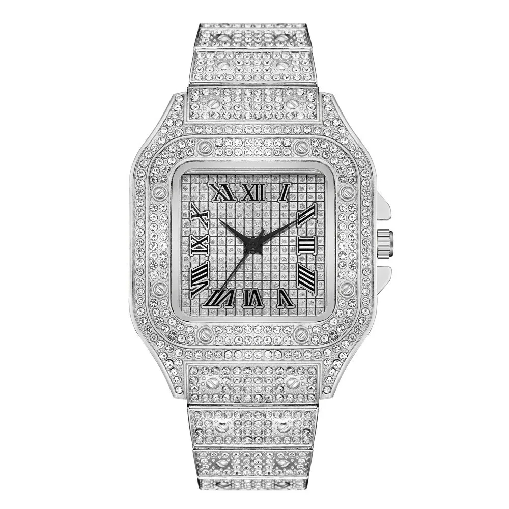 Klassische Luxus Business Herren Stahlband Platz Römische Skala Strass Quarzuhr Freizeit Männliche Armbanduhr Relogio Masculino Klassische Luxus Business Herren Stahlband Platz Römische Skala Strass Quarzuhr Freizeit Männliche Armbanduhr Relogio Masculino - Image 8