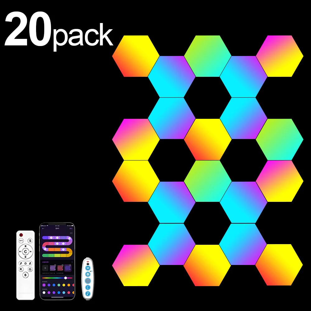 Rgb Smart Sechseckige Wand Lampe Farbwechsel Umgebungs Nachtlicht Diy Form Musik Rhythmus App Für Spiel Zimmer Schlafzimmer Intelligente Rgb Smart Sechseckige Wand Lampe Farbwechsel Umgebungs Nachtlicht Diy Form Musik Rhythmus App Für Spiel Zimmer Schlafzimmer Intelligente - Image 8