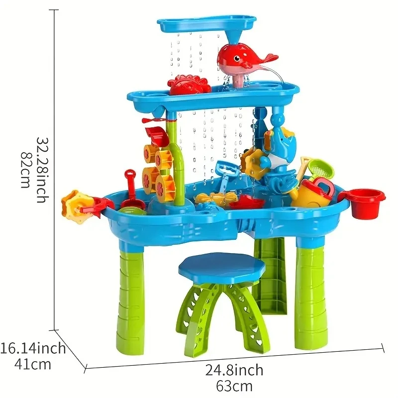 Kinder-Strandtisch Wasserfall-Spieltisch Wasserpark Wasserbecken Sandtisch Innen- Und Außenbereich Multifunktionales Strandspielzeug Kinder-Strandtisch Wasserfall-Spieltisch Wasserpark Wasserbecken Sandtisch Innen- Und Außenbereich Multifunktionales Strandspielzeug - Image 7