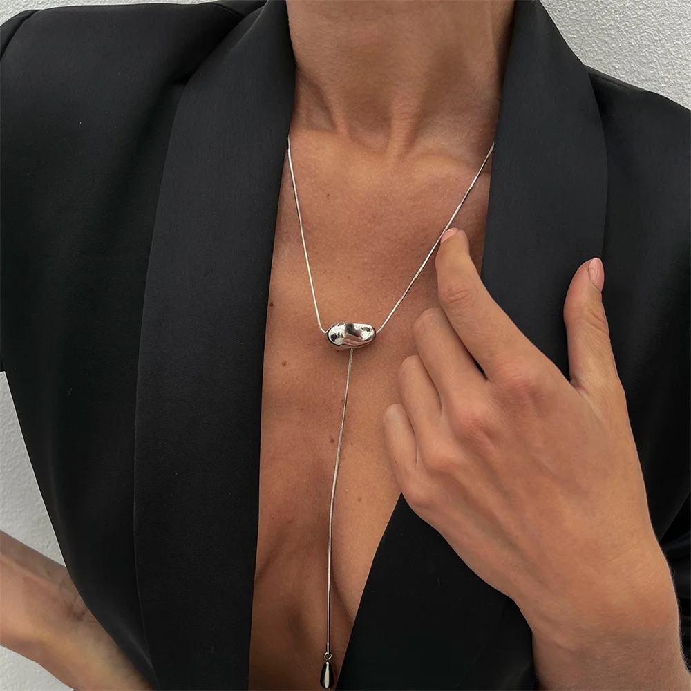 Einfache Wassertropfen-Anhänger-Halskette Für Frauen 2022, Trendige Lange Dünne Kette, Ästhetischer Y2K-Schmuck, Geschenk Einfache Wassertropfen-Anhänger-Halskette Für Frauen 2022, Trendige Lange Dünne Kette, Ästhetischer Y2K-Schmuck, Geschenk - Image 2