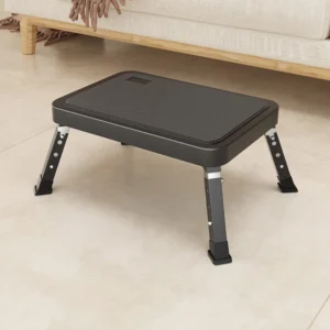 Adjustable Height Iron Step Stool, Heavy Duty Non-Slip Foldable Footstool for Home, Office, Bedroom & Kitchen