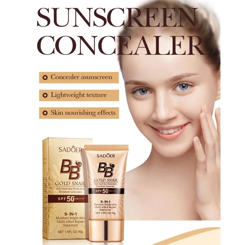 Sadoer Gold Snail Sunscreen Bb Cream Foundation Concealer Moisturizing Isolation Cream Spf50+Pa+++ 40G Sadoer Gold Snail Sunscreen Bb Cream Foundation Concealer Moisturizing Isolation Cream Spf50+Pa+++ 40G - Image 6