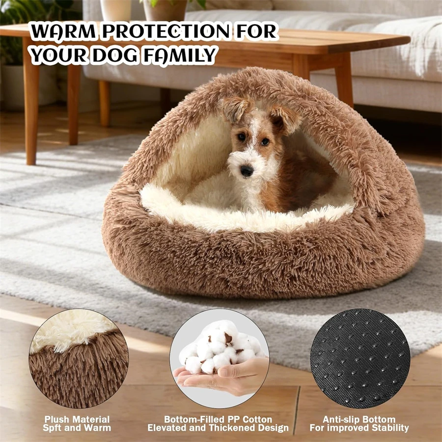 Gemütliche Katzenbetten, Hundematratzen, Warme, Weiche Plüsch-Haustierbetten, Muschelförmige, Halbgeschlossene Katzenschlafnester Für Kleine Hunde Und Kätzchen Gemütliche Katzenbetten, Hundematratzen, Warme, Weiche Plüsch-Haustierbetten, Muschelförmige, Halbgeschlossene Katzenschlafnester Für Kleine Hunde Und Kätzchen - Image 3