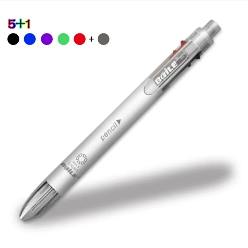 6-In-1 Mehrfarbige Kugelschreiber, 5 Farben, Kugelschreiber, 1, Automatischer Bleistift Mit Radiergummi Für Schule, Büro, Schreibbedarf, Schreibwaren 6-In-1 Mehrfarbige Kugelschreiber, 5 Farben, Kugelschreiber, 1, Automatischer Bleistift Mit Radiergummi Für Schule, Büro, Schreibbedarf, Schreibwaren - Image 7