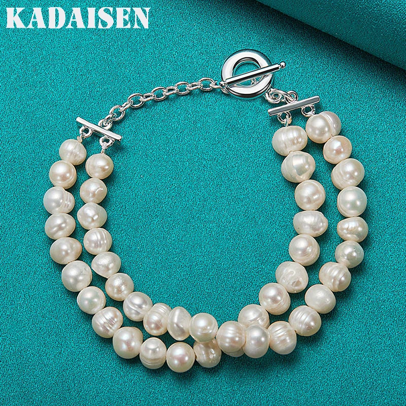 925 Sterling Silber Natürliche Süßwasserperlen-Kette 20Cm Armband Für Damen Hochzeit Verlobung Mode Charm Schmuck 925 Sterling Silber Natürliche Süßwasserperlen-Kette 20Cm Armband Für Damen Hochzeit Verlobung Mode Charm Schmuck - Image 3