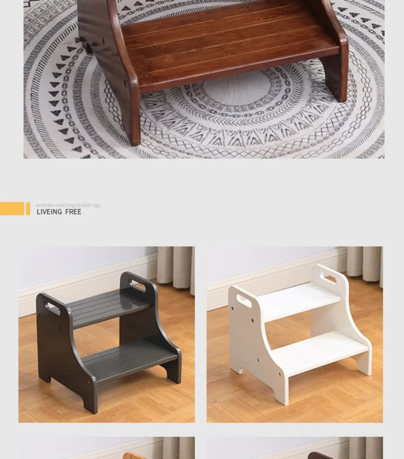 Solid Wood 2 Step Footstool Sturdy Kitchen Ladder Compact Stair Steps For Home Use Up To Washer Shoe Changing Stool Solid Wood 2 Step Footstool Sturdy Kitchen Ladder Compact Stair Steps For Home Use Up To Washer Shoe Changing Stool - Image 13