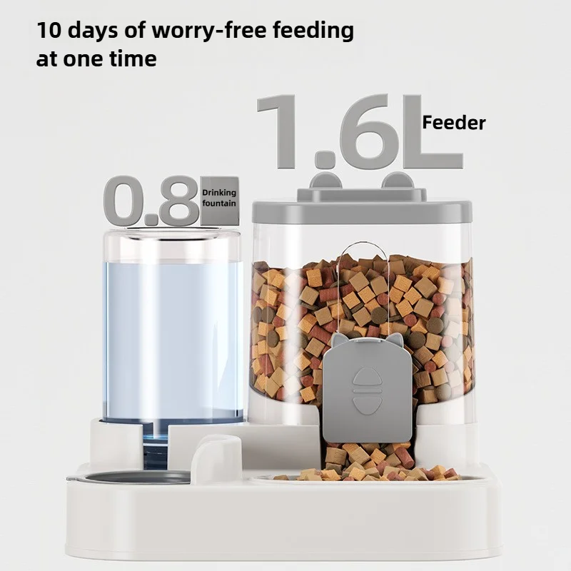 Cat Bowl Automatic Feeder With Spill Proof Design With Water Fountain Pet Food Dispenser For Small Medium Large Cats Dogs Cat Bowl Automatic Feeder With Spill Proof Design With Water Fountain Pet Food Dispenser For Small Medium Large Cats Dogs - Image 2