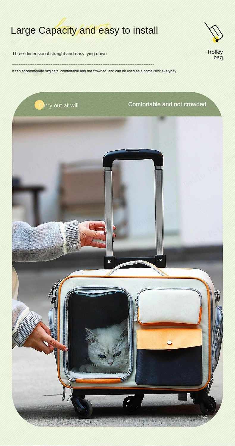Cat Carrier Bag Pet Trolley Case Small Dog Luggage Bags Portable Cat Backpack Pushable Shoulder/Portable/Diagonal Bag Detachable Cat Carrier Bag Pet Trolley Case Small Dog Luggage Bags Portable Cat Backpack Pushable Shoulder/Portable/Diagonal Bag Detachable - Image 15