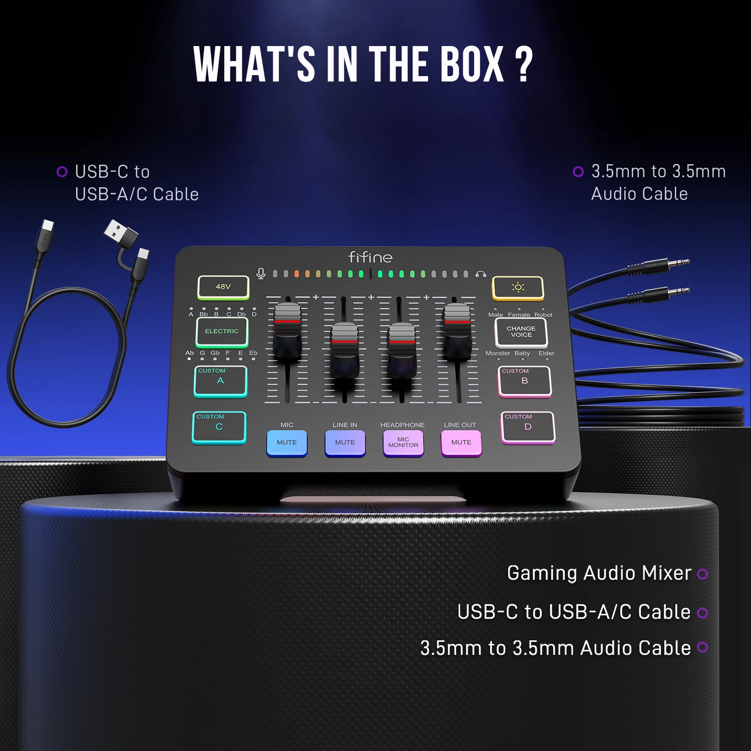 Fifine Ampligame Sc3 Usb-Gaming-Mixer Mit Xlr-Mikrofonanschluss, 48 V Phantomspeisung, Rgb &Amp; Soundkarte Für Podcasting, Streaming &Amp; Gaming Fifine Ampligame Sc3 Usb-Gaming-Mixer Mit Xlr-Mikrofonanschluss, 48 V Phantomspeisung, Rgb &Amp; Soundkarte Für Podcasting, Streaming &Amp; Gaming - Image 6