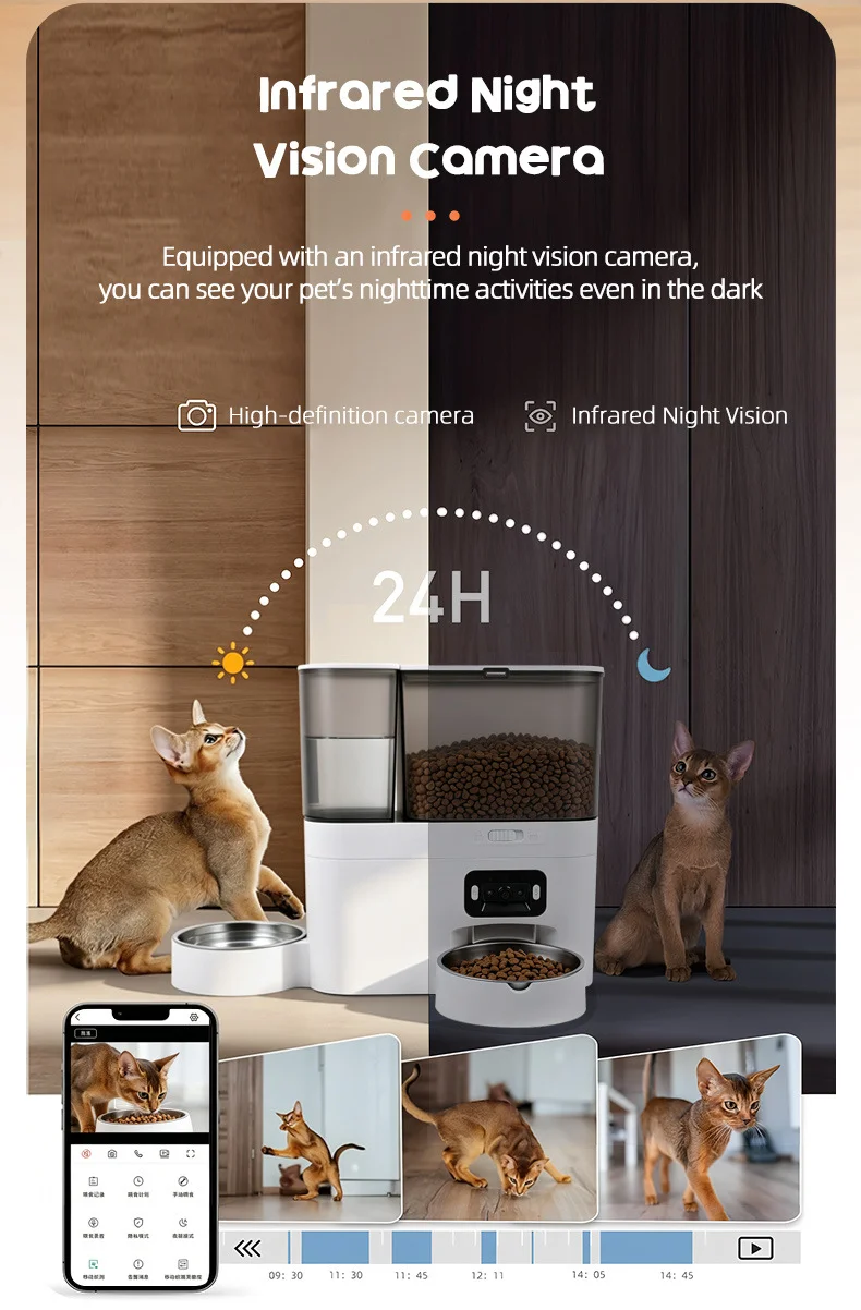 Intelligent Automatic Cat Feeder With Built-In Water Dispenser Integrated Pet Feeding Station Button-Wifi-Video Timed And Quanti Intelligent Automatic Cat Feeder With Built-In Water Dispenser Integrated Pet Feeding Station Button-Wifi-Video Timed And Quanti - Image 12