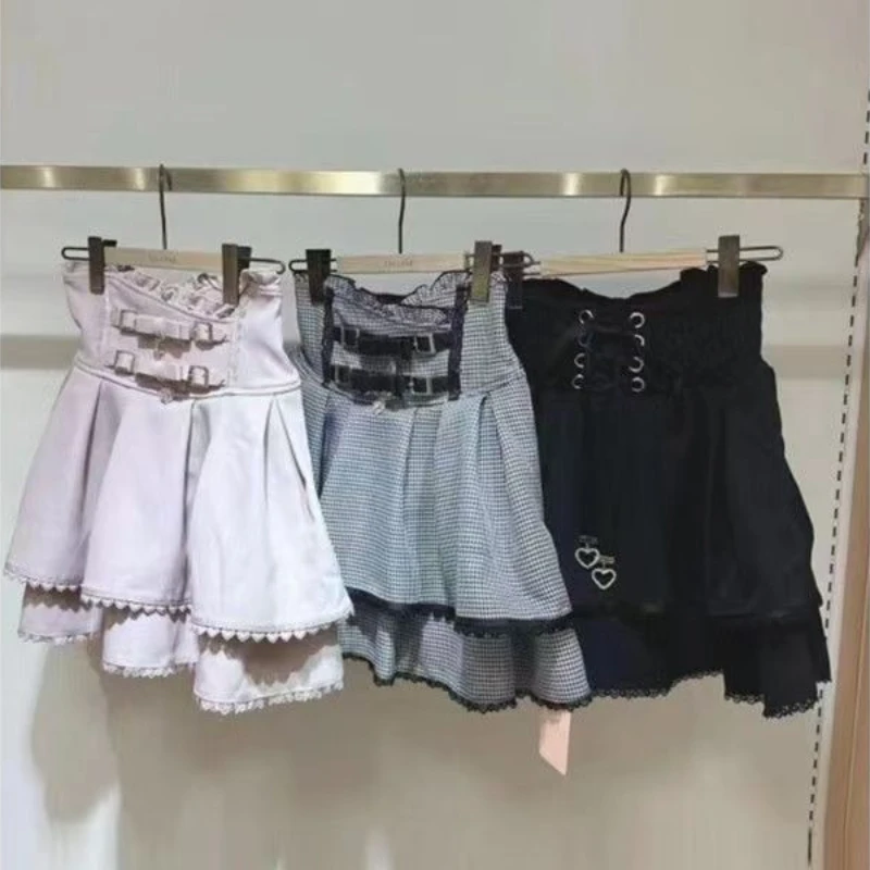 Sweet Lolita Jirai Kei Skort Mit Hoher Taille – Kurzer Rock Mit Doppelter Schleife Und Schnalle Für Damen, Japanische Y2K-Kawaii-Mode, Sommer, Lässig Sweet Lolita Jirai Kei Skort Mit Hoher Taille – Kurzer Rock Mit Doppelter Schleife Und Schnalle Für Damen, Japanische Y2K-Kawaii-Mode, Sommer, Lässig