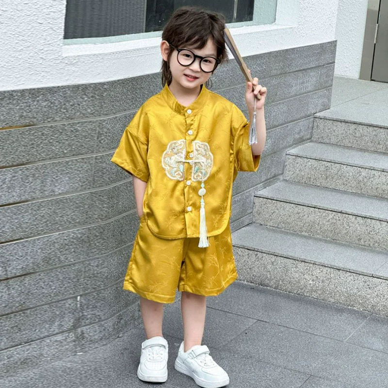 Fashion Baby Tang Costume Tops Pants Two-Piece Set Boy Outfit Casual Children'S Sets Summer Tweens Boys Hanfu Suit Kids Clothing Fashion Baby Tang Costume Tops Pants Two-Piece Set Boy Outfit Casual Children'S Sets Summer Tweens Boys Hanfu Suit Kids Clothing - Image 18