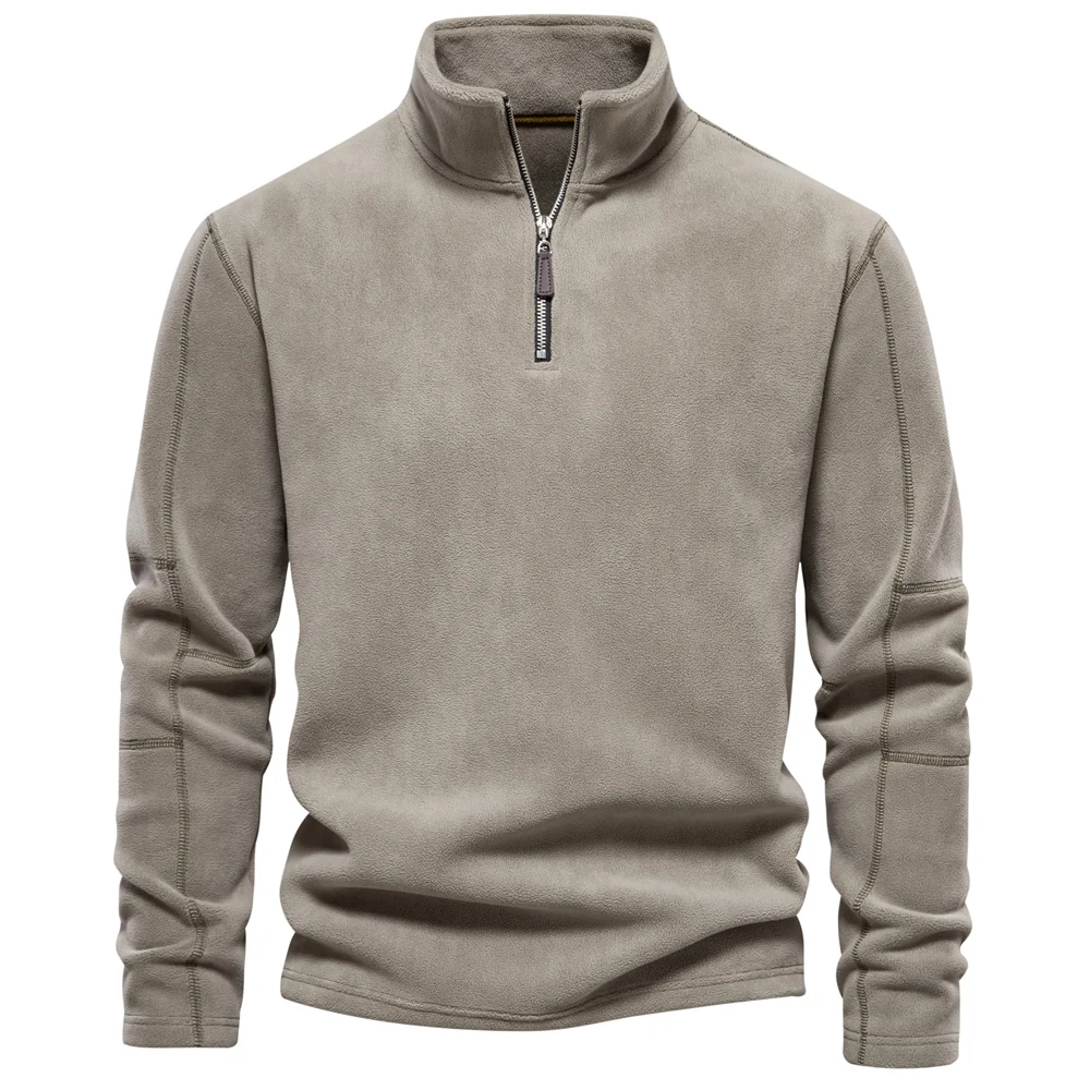 Aiopeson Brand Quality Thicken Warm Fleece Jacket For Men Zipper Neck Pullover Men'S Sweatshirt Soft Shell Mens Jacket Aiopeson Brand Quality Thicken Warm Fleece Jacket For Men Zipper Neck Pullover Men'S Sweatshirt Soft Shell Mens Jacket - Image 3