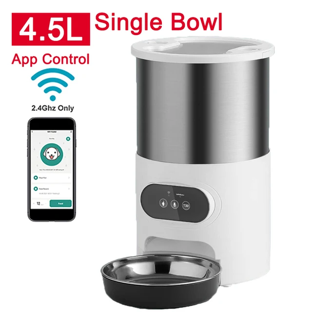 Cat Timing Feeder Smart App Cat Feeder Stainless Steel Double Meal Pet Food Remote Feeding Automatic Dispenser Suitable Cats Dog Cat Timing Feeder Smart App Cat Feeder Stainless Steel Double Meal Pet Food Remote Feeding Automatic Dispenser Suitable Cats Dog - Image 7