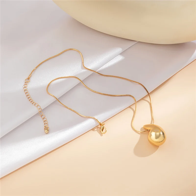 Neue Mode Gold Farbe Halskette Für Frauen Schmuck Metall Vintage Wasser Tropfen Anhänger Halskette Geburtstags Geschenk Neue Mode Gold Farbe Halskette Für Frauen Schmuck Metall Vintage Wasser Tropfen Anhänger Halskette Geburtstags Geschenk - Image 6