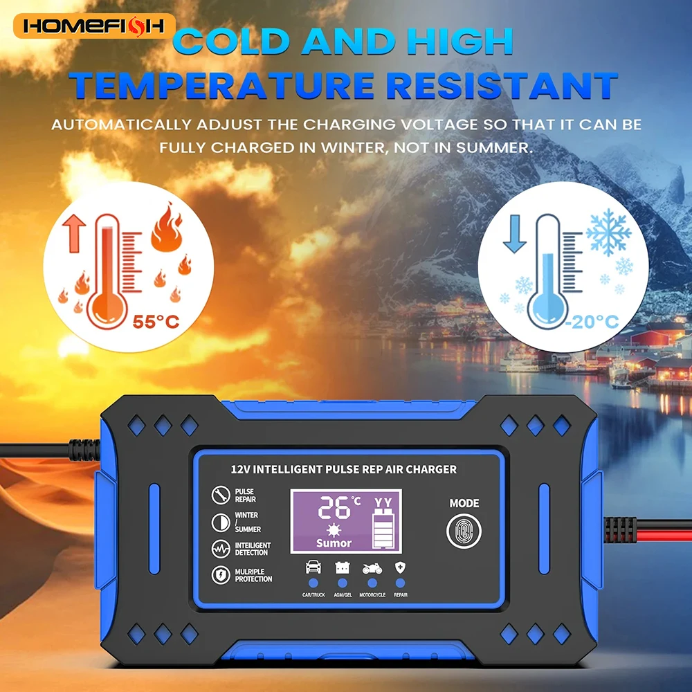 Autobatterie Ladegerät Mit Lcd-Display – Intelligentes Ladegerät Für Auto, Motorrad Und Blei-Säure-Batterien Autobatterie Ladegerät Mit Lcd-Display – Intelligentes Ladegerät Für Auto, Motorrad Und Blei-Säure-Batterien - Image 3