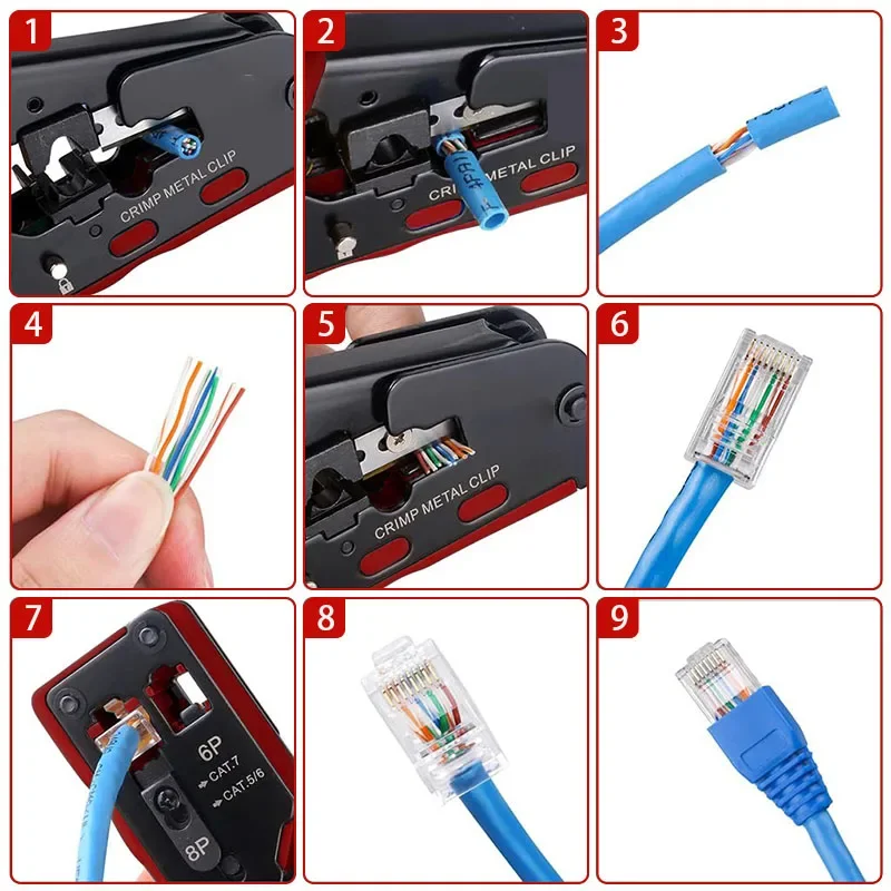 Cat7 Rj45 Crimpzange Kompatibel Mit Cat7/6A/6/5E Ethernet-Kabeln Mit Schneid-/Abisolierfunktion, Multifunktions-Kabelschneider Und Abisolierwerkzeug Für Ethernet Cat7 Rj45 Crimpzange Kompatibel Mit Cat7/6A/6/5E Ethernet-Kabeln Mit Schneid-/Abisolierfunktion, Multifunktions-Kabelschneider Und Abisolierwerkzeug Für Ethernet - Image 3