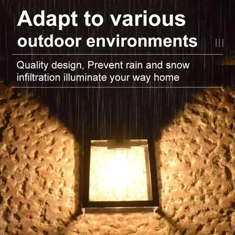 Solarbetriebene Wasserdichte Led-Wandleuchte Für Den Außenbereich, Leistungsstarke Solarenergielampe Mit Lichtsensor Für Garten, Hof, Zaun, Hausdekoration Solarbetriebene Wasserdichte Led-Wandleuchte Für Den Außenbereich, Leistungsstarke Solarenergielampe Mit Lichtsensor Für Garten, Hof, Zaun, Hausdekoration - Image 3
