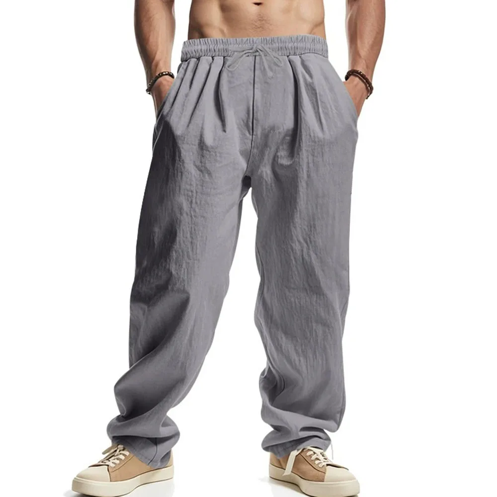 Herren-Hose Mit Geradem Bein, Baumwoll-Leinen, Atmungsaktive Hose, Leichte Strandhose Im Hawaiianischen Stil, Leichte Hose, Lässige Jogginghose Herren-Hose Mit Geradem Bein, Baumwoll-Leinen, Atmungsaktive Hose, Leichte Strandhose Im Hawaiianischen Stil, Leichte Hose, Lässige Jogginghose - Image 4
