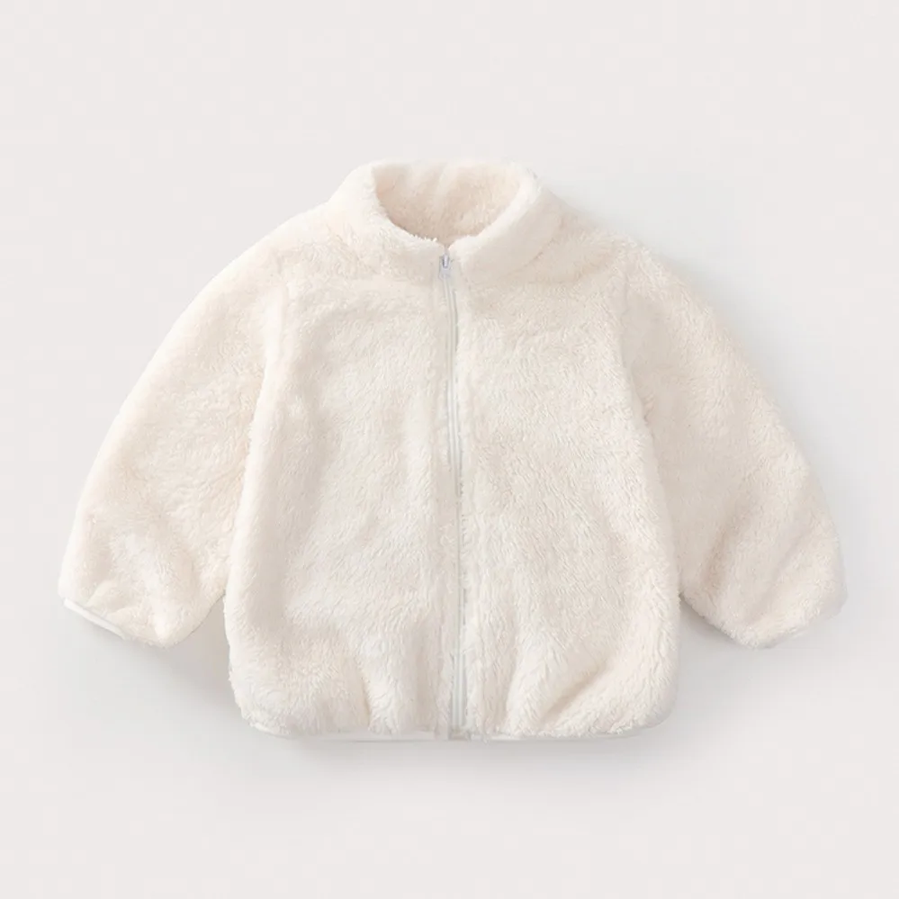 Solid Color Fashion Children Plush Coat Autumn Winter Warm Baby Girl Boy Casual Jacket Greatcoat Kids Clothing Toddler Outerwear Solid Color Fashion Children Plush Coat Autumn Winter Warm Baby Girl Boy Casual Jacket Greatcoat Kids Clothing Toddler Outerwear - Image 2