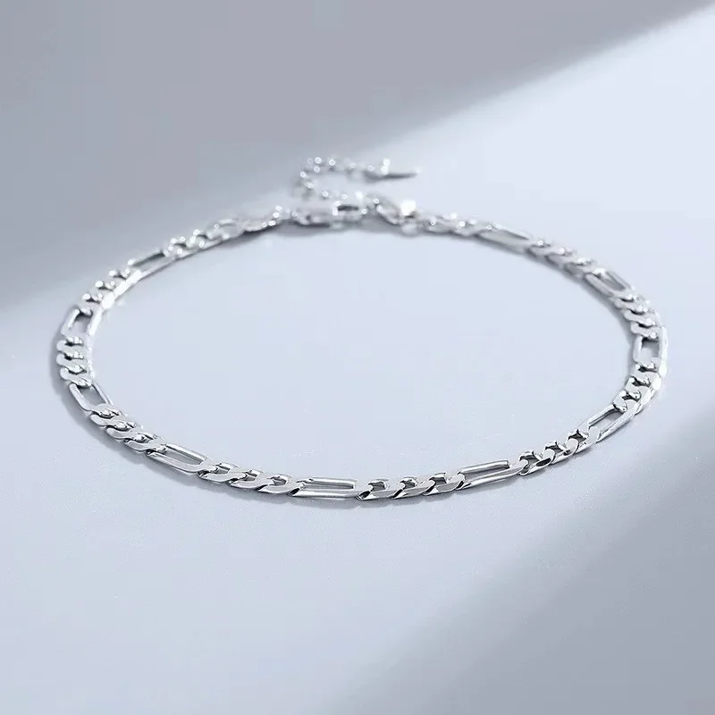 Heiße Luxus 925 Sterling Silber Armbänder Fußkettchen Y2K 4 Mm Kette Für Frauen Männer Hochzeit Hübscher Schmuck Zubehör Mode Geschenke Heiße Luxus 925 Sterling Silber Armbänder Fußkettchen Y2K 4 Mm Kette Für Frauen Männer Hochzeit Hübscher Schmuck Zubehör Mode Geschenke - Image 3