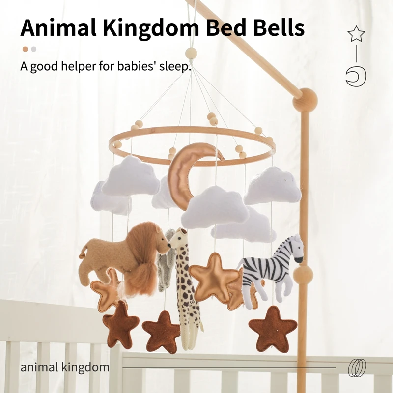 Babymobile Mit Holzrasseln, Weichen Filz-Tierfiguren, Musikbox Und Hängespielzeug Für Neugeborene – Babygeschenke Babymobile Mit Holzrasseln, Weichen Filz-Tierfiguren, Musikbox Und Hängespielzeug Für Neugeborene – Babygeschenke - Image 2