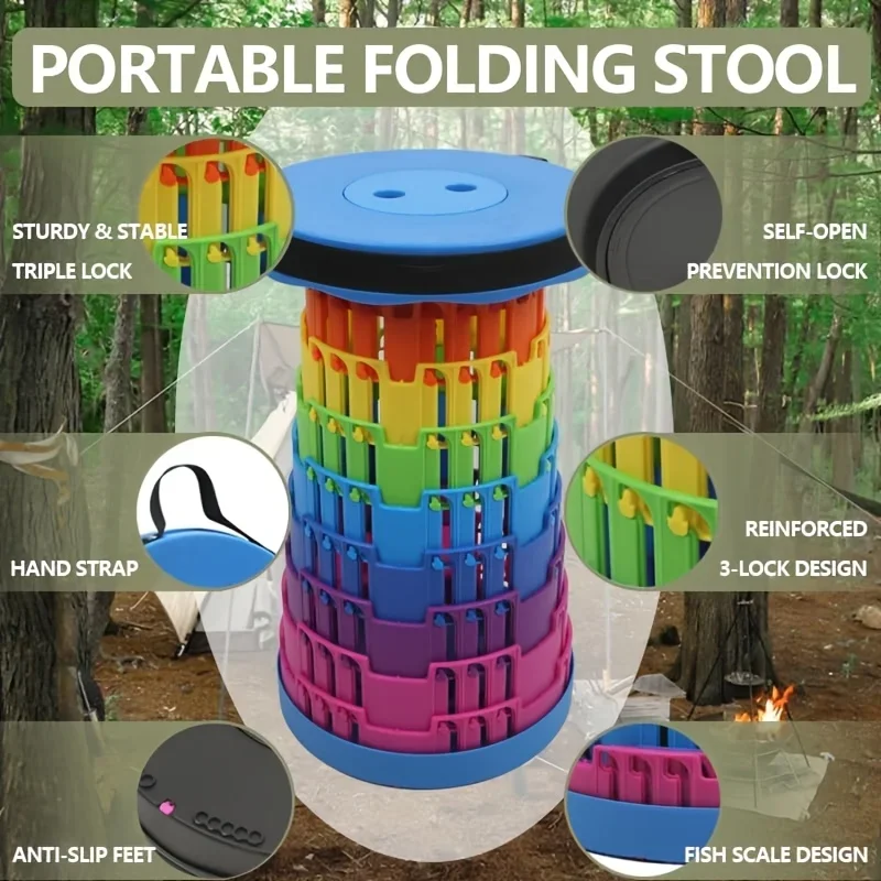 Upgraded Foldable Stool Thickened, Portable Collapsible Stool Retractable Stool For Fishing, Hiking Tours, Bbq, Parties, Outdoor Upgraded Foldable Stool Thickened, Portable Collapsible Stool Retractable Stool For Fishing, Hiking Tours, Bbq, Parties, Outdoor - Image 11