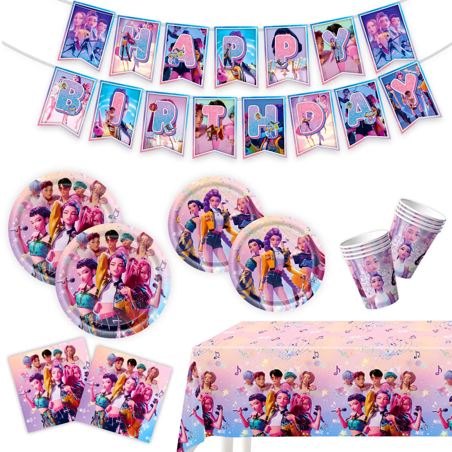 Kawaii K-Pop Gruppen-Thema Geburtstagsparty-Dekoration, Heimparty-Geschirr, Pappteller, Pappbecher, Banner, Servietten, Großhandel Neu Kawaii K-Pop Gruppen-Thema Geburtstagsparty-Dekoration, Heimparty-Geschirr, Pappteller, Pappbecher, Banner, Servietten, Großhandel Neu - Image 10