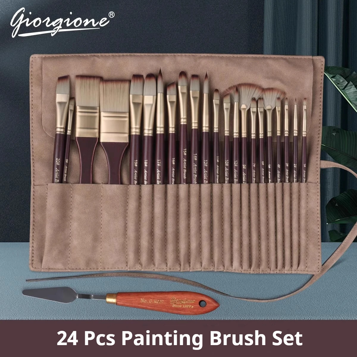 Acryl-Pinsel, Öl-Pinsel, Künstler-Pinsel-Set, Tasche Mit Schaber, 24-Teilig, Gouache-Pinsel Mit Holzgriff Acryl-Pinsel, Öl-Pinsel, Künstler-Pinsel-Set, Tasche Mit Schaber, 24-Teilig, Gouache-Pinsel Mit Holzgriff