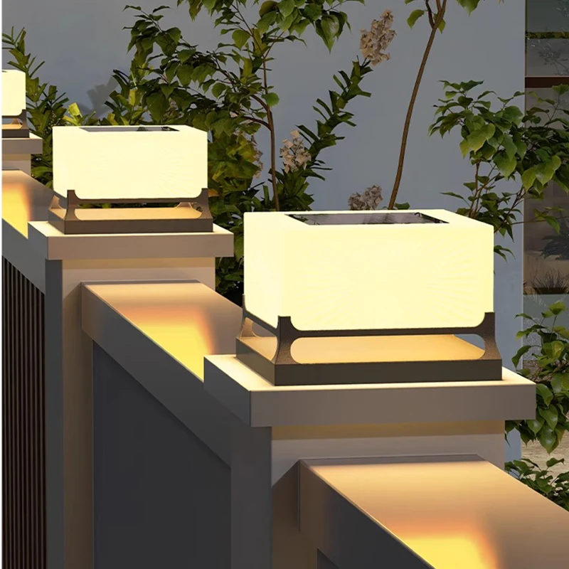 Moderne Solar-Außendekorationen, Wasserdicht, Türpfosten, Atmosphärenlicht, Hof, Terrasse, Weg, Innenhof, Quadratische Wandsäulenleuchte Moderne Solar-Außendekorationen, Wasserdicht, Türpfosten, Atmosphärenlicht, Hof, Terrasse, Weg, Innenhof, Quadratische Wandsäulenleuchte - Image 2