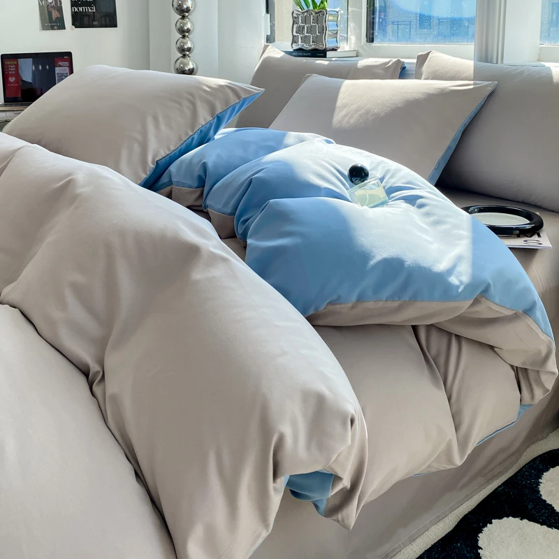 Ins Style Solid Color Duvet Cover Set Washed Cotton Bedclothes Comforter Cover Pillowcase Soft Bedding Sets Quilt Covers 220X240 Ins Style Solid Color Duvet Cover Set Washed Cotton Bedclothes Comforter Cover Pillowcase Soft Bedding Sets Quilt Covers 220X240 - Image 25